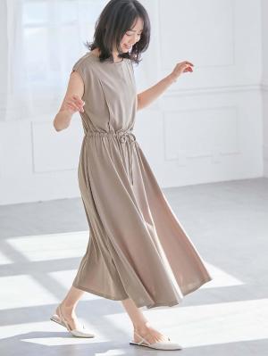 マタニティ ワンピース|天竺汗染み防止ワンピース マタニティ・授乳服【出産後も長く使える】|グレージュ