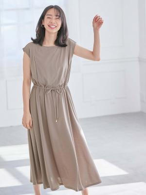 マタニティ ワンピース|天竺汗染み防止ワンピース マタニティ・授乳服【出産後も長く使える】|グレージュ