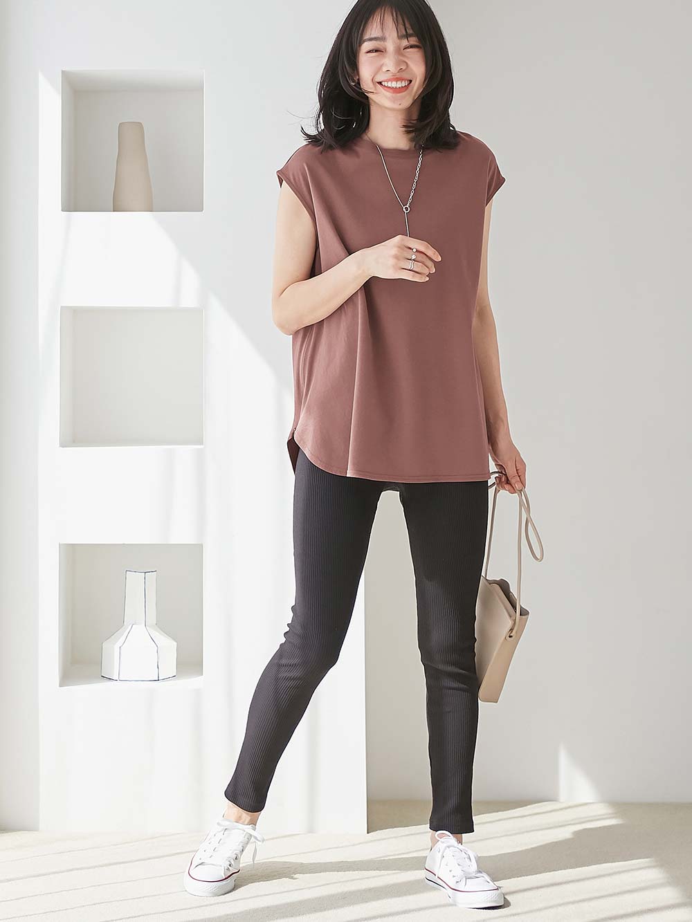 マタニティ パンツ|【マタニティ・産後】接触冷感リブレギンス【出産後も長く使える】|ブラック