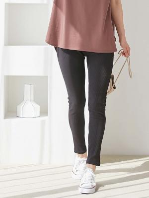 マタニティ パンツ|【マタニティ・産後】接触冷感リブレギンス【出産後も長く使える】|ブラック