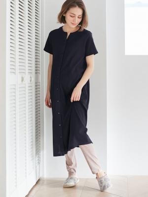 マタニティ パジャマ・ルームウェア|【マタニティ・授乳服】ワッフル×天竺2WAY半袖パジャマ|ネイビー