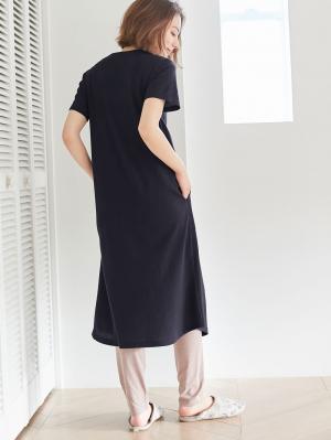 マタニティ パジャマ・ルームウェア|【マタニティ・授乳服】ワッフル×天竺2WAY半袖パジャマ|ネイビー