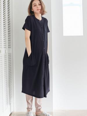 マタニティ パジャマ・ルームウェア|【マタニティ・授乳服】ワッフル×天竺2WAY半袖パジャマ|ネイビー