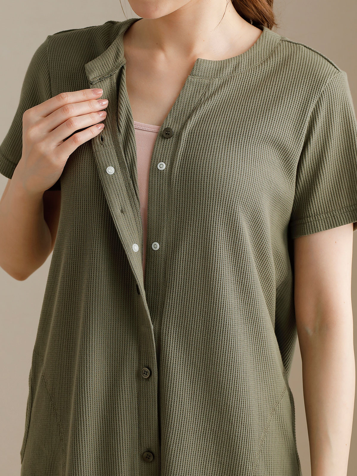 マタニティ パジャマ・ルームウェア|【マタニティ・授乳服】ワッフル×天竺2WAY半袖パジャマ