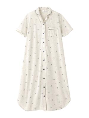 マタニティ パジャマ・ルームウェア|【マタニティ・授乳服】ブルーベリー柄半袖ネグリジェ|ライトグレー