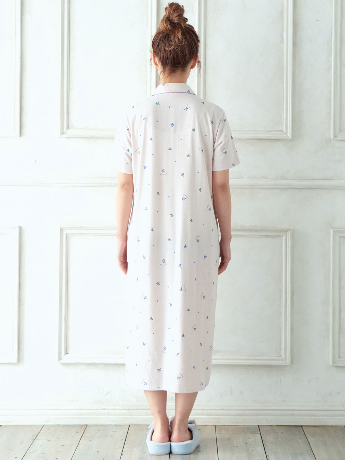 マタニティ パジャマ・ルームウェア|【マタニティ・授乳服】ブルーベリー柄半袖ネグリジェ