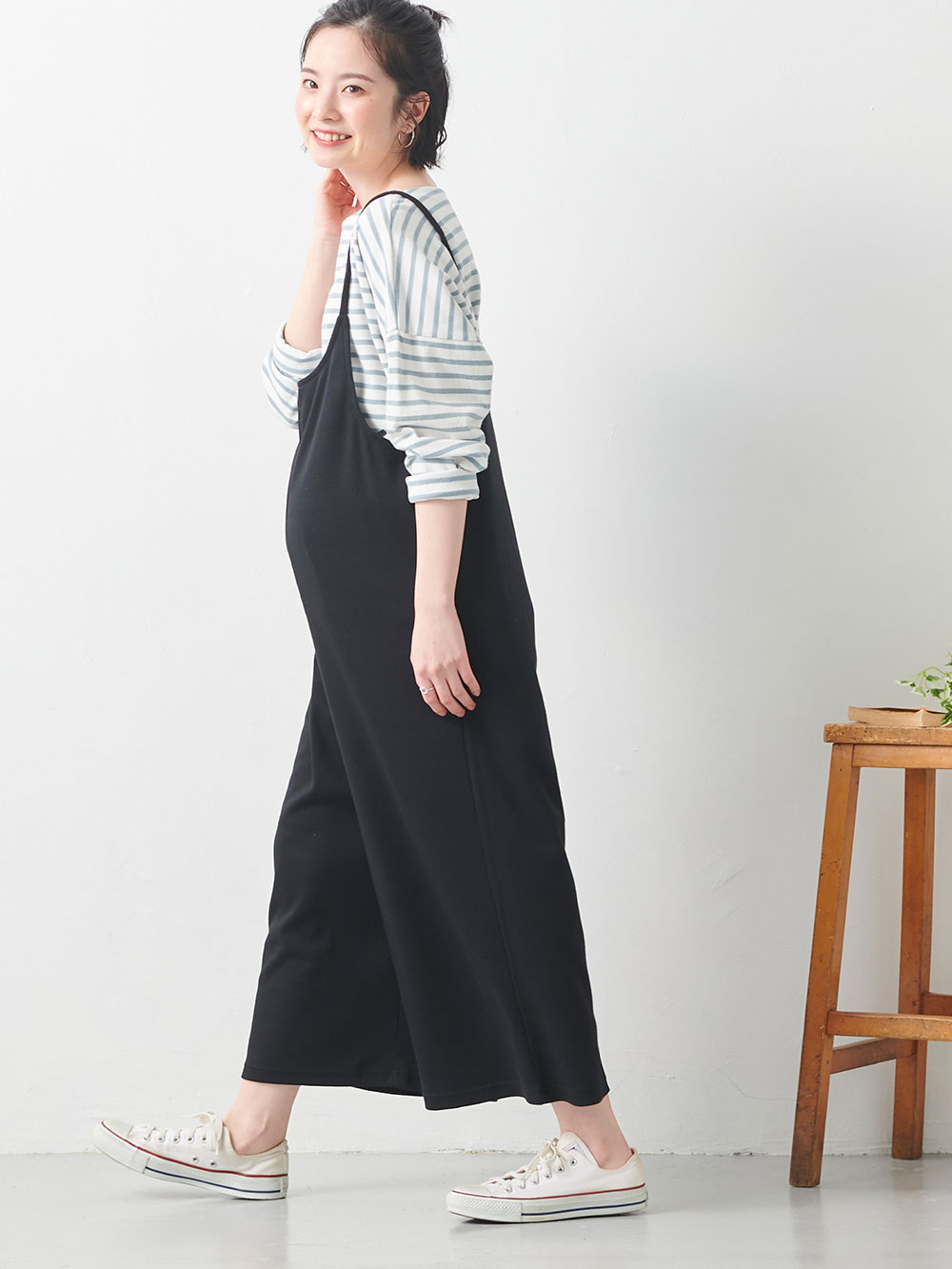 マタニティ パンツ サロペット マタニティ 産後 スムースルームサロペット マタニティウェア 授乳服通販 エンジェリーベ 公式