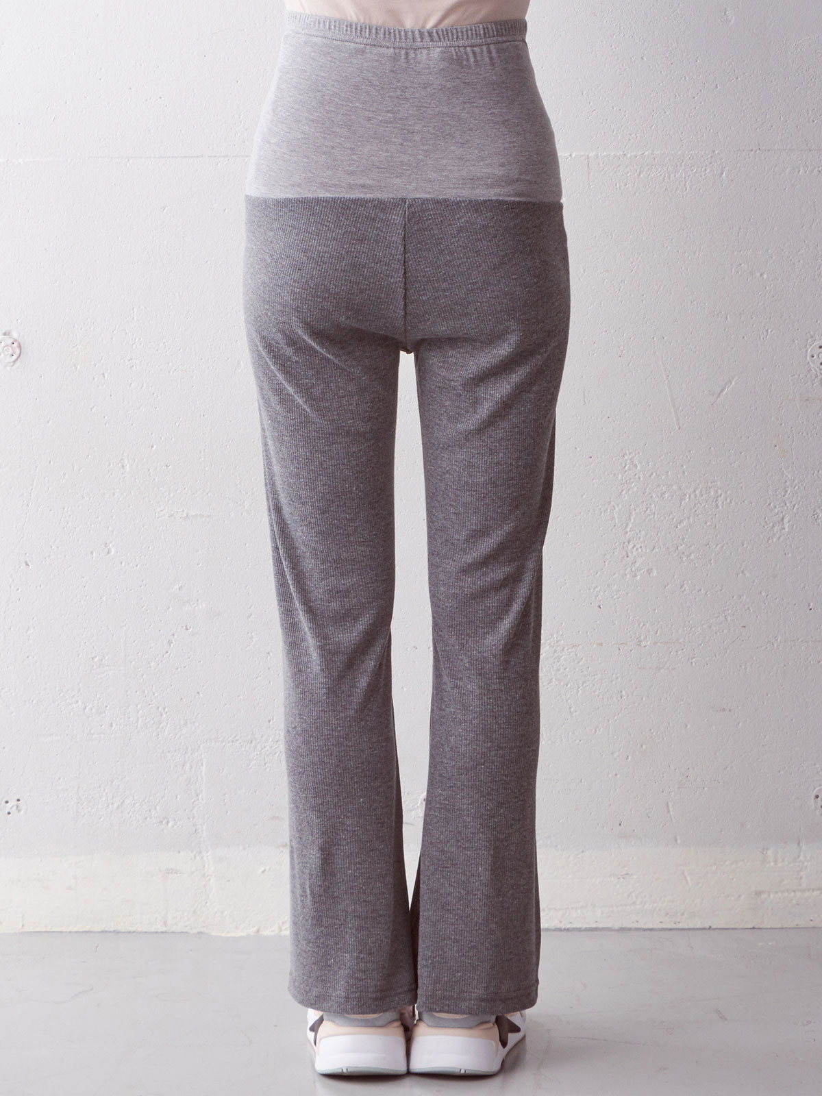 マタニティ パンツ|【マタニティ～産後】杢テレコ　ストレートパンツ【出産後も長く使える】