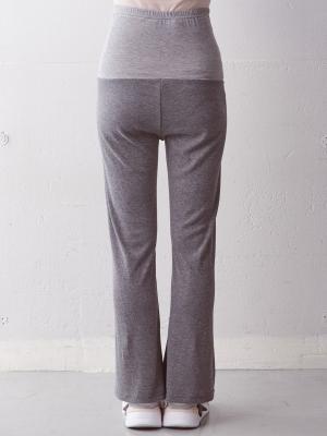 マタニティ パンツ|【マタニティ～産後】杢テレコ　ストレートパンツ【出産後も長く使える】