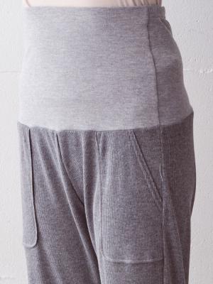 マタニティ パンツ|【マタニティ～産後】杢テレコ　ストレートパンツ【出産後も長く使える】