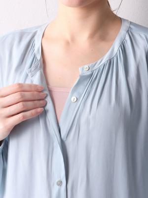 マタニティ ワンピース|【2丈展開】ヴィンテージサテン3WAYギャザーフレアルームワンピース　マタニティ・授乳服【出産後も長く使える】