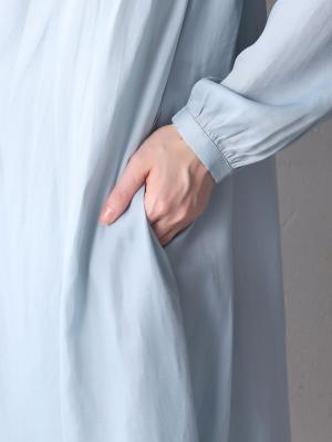 マタニティ ワンピース|【2丈展開】ヴィンテージサテン3WAYギャザーフレアルームワンピース　マタニティ・授乳服【出産後も長く使える】