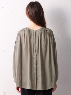 マタニティ トップス|ヴィンテージサテン3WAYギャザーブラウス　マタニティ・授乳服【出産後も長く使える】