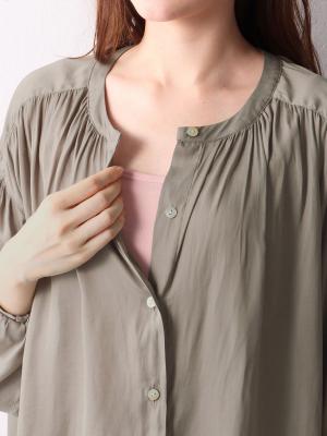 マタニティ トップス|ヴィンテージサテン3WAYギャザーブラウス　マタニティ・授乳服【出産後も長く使える】