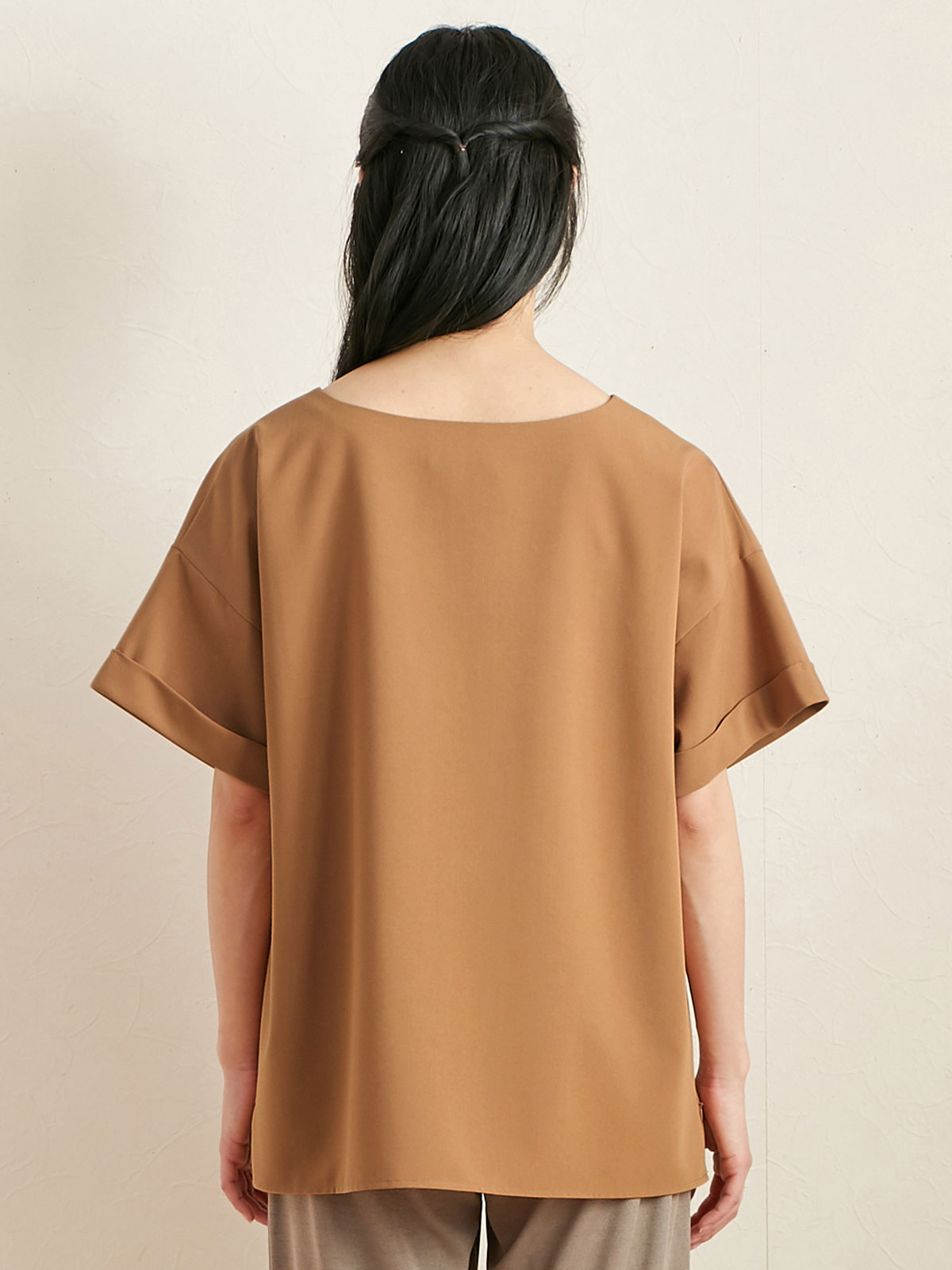 マタニティ トップス|ストレッチスラッシュネック半袖トップス マタニティ・授乳服【出産後も長く使える】