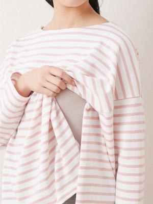 マタニティ トップス|長袖ビックシルエットバスクTシャツ　マタニティ・授乳服【出産後も長く使える】