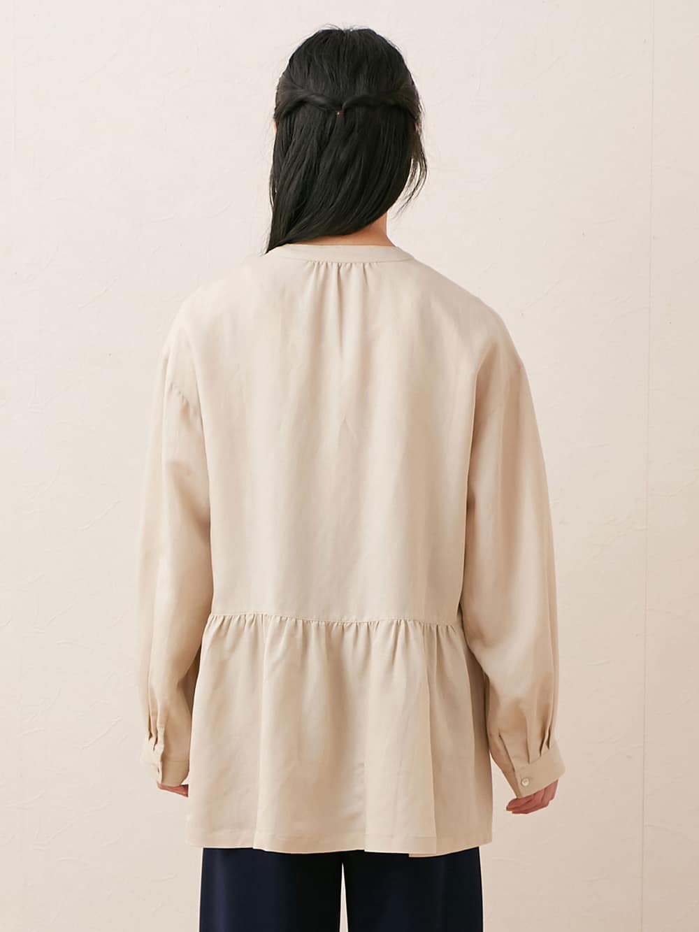 マタニティ トップス|テンセル麻ウエストギャザートップス　マタニティ・授乳服【出産後も長く使える】