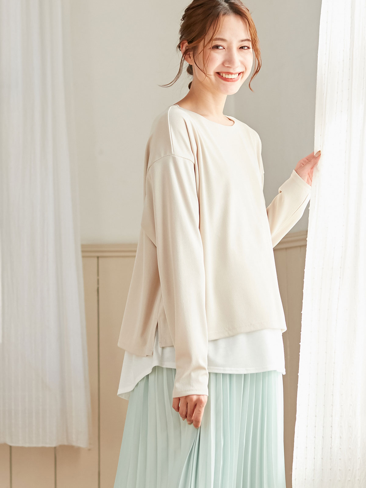 マタニティ トップス | 【出産後も長く使える】レイヤード風トップス マタニティ・授乳服 ｜マタニティウェア・授乳服通販｜ エンジェリーベ 公式