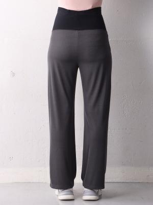マタニティ パンツ|【マタニティ・産前産後対応】リブテレコワイド パンツ【出産後も長く使える】
