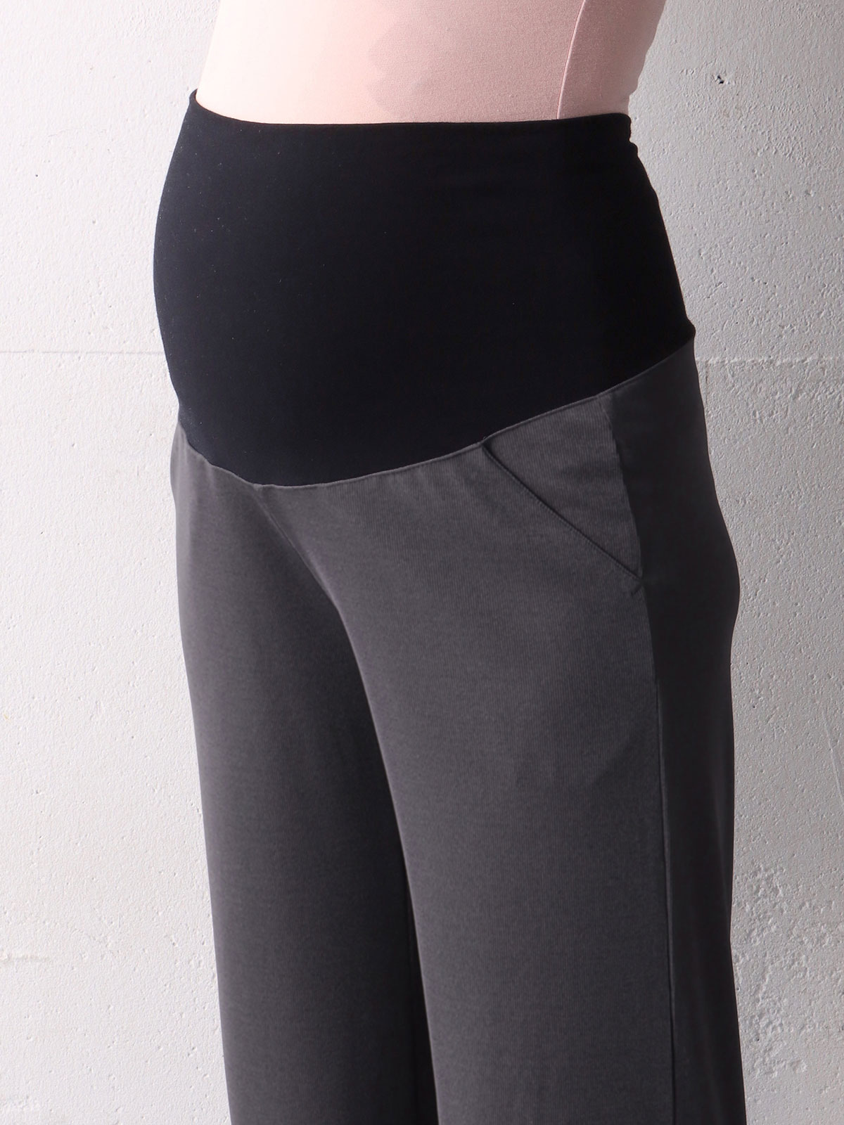 マタニティ パンツ|【マタニティ・産前産後対応】リブテレコワイド パンツ【出産後も長く使える】