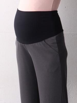 マタニティ パンツ|【マタニティ・産前産後対応】リブテレコワイド パンツ【出産後も長く使える】