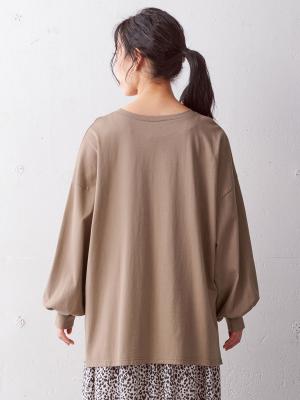 マタニティ トップス|綿100%ビックシルエットカットソーチュニック　マタニティ・授乳服【出産後も長く使える】