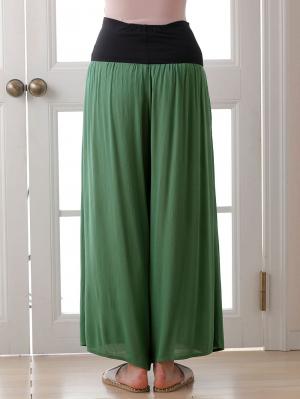 マタニティ パンツ|【マタニティ～産後対応】らくちん楊柳ギャザーワイドパンツ【出産後も長く使える】