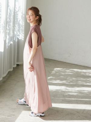 マタニティ ワンピース|【マタニティ～産後対応】簡単授乳らくちんキャミワンピース　マタニティ・授乳服【出産後も長く使える】|ピンク