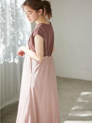 マタニティ ワンピース|【マタニティ～産後対応】簡単授乳らくちんキャミワンピース　マタニティ・授乳服【出産後も長く使える】|ピンク