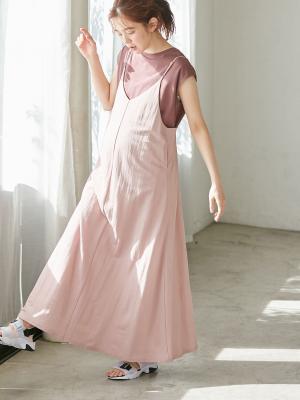 マタニティ ワンピース|【マタニティ～産後対応】簡単授乳らくちんキャミワンピース　マタニティ・授乳服【出産後も長く使える】|ピンク