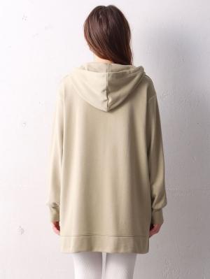 マタニティ トップス|【制菌・防臭加工】やわらかミニ裏毛チュニックフードパーカー　マタニティ・授乳服【出産後も長く使える】