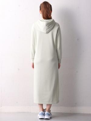 マタニティ ワンピース|【制菌・防臭加工】やわらかミニ裏毛フードパーカーロングワンピース　マタニティ・授乳服【出産後も長く使える】