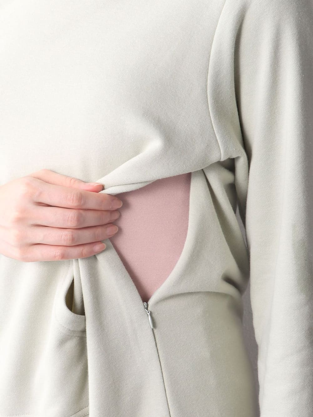 マタニティ ワンピース|【制菌・防臭加工】やわらかミニ裏毛フードパーカーロングワンピース　マタニティ・授乳服【出産後も長く使える】