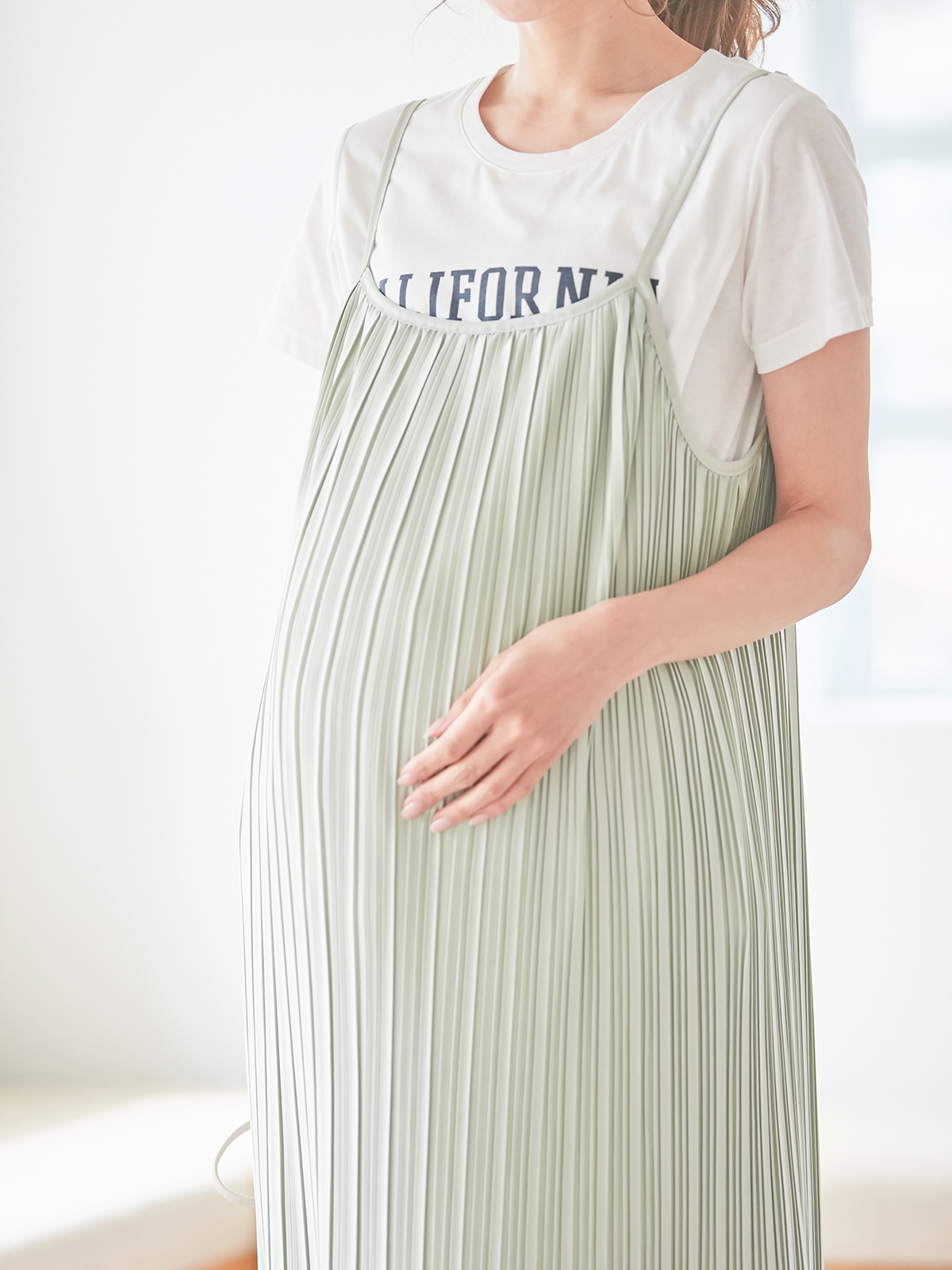 マタニティ ワンピース マタニティ 授乳服 フリーカットできるランダムプリーツキャミワンピース マタニティウェア 授乳服通販 エンジェリーベ 公式