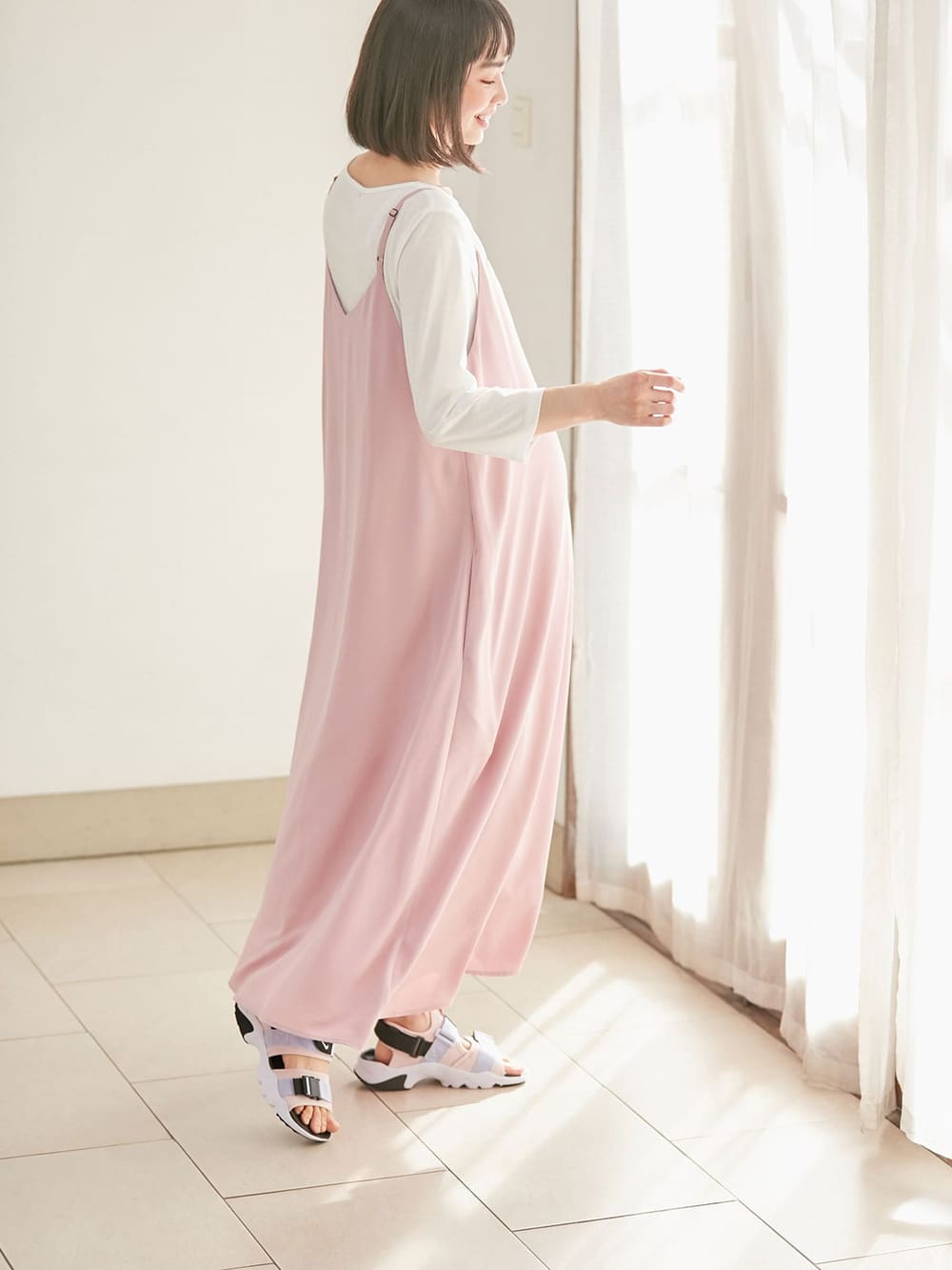 マタニティ ワンピース|【セット】キャミワンピース＆授乳Tシャツセット　マタニティ・授乳服【出産後も長く使える】|ラベンダーピンク