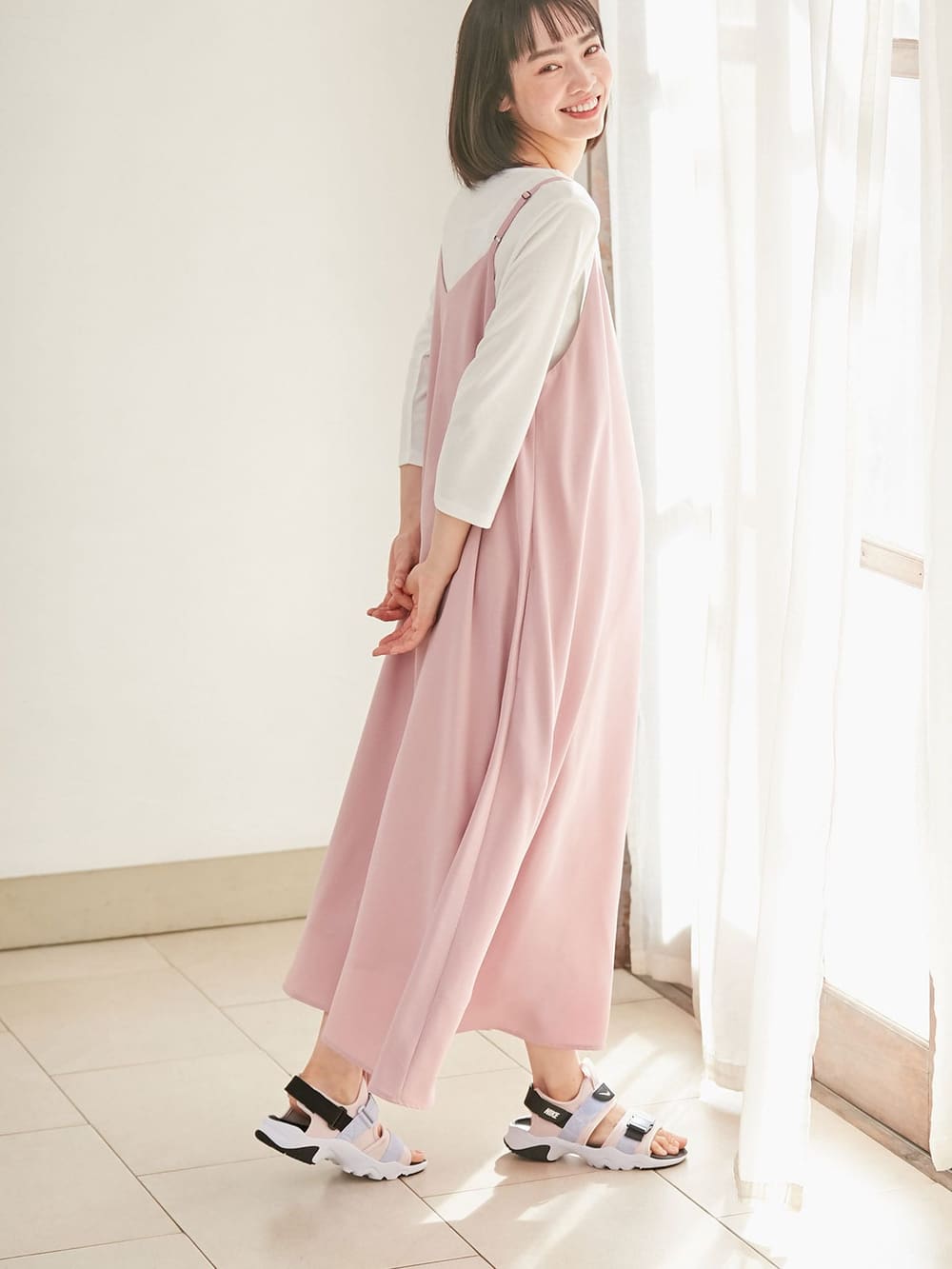 マタニティ ワンピース|【セット】キャミワンピース＆授乳Tシャツセット　マタニティ・授乳服【出産後も長く使える】|ラベンダーピンク