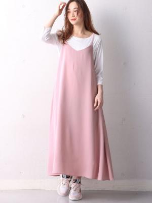 マタニティ ワンピース|【セット】キャミワンピース＆授乳Tシャツセット　マタニティ・授乳服【出産後も長く使える】|ラベンダーピンク