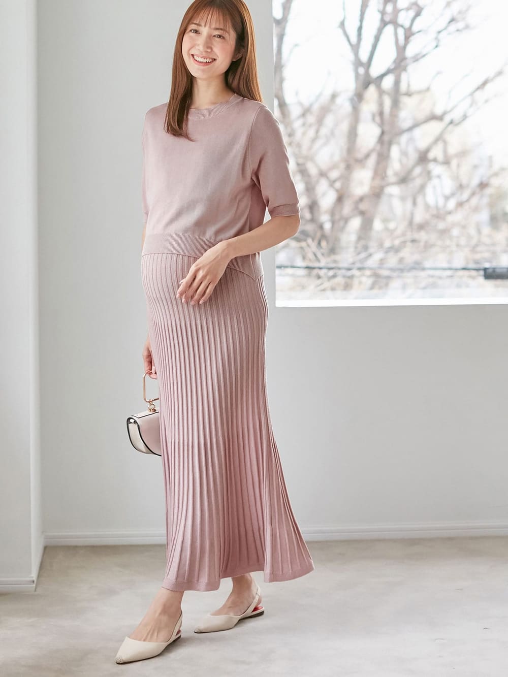 マタニティ ワンピース マタニティ 授乳服 ニットフレアワンピース マタニティウェア 授乳服通販 エンジェリーベ 公式