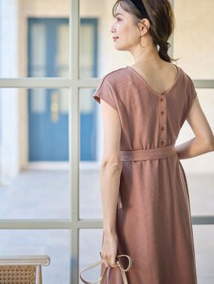マタニティ ワンピース|ワッフル前後 2WAY ワンピース　マタニティ・授乳服【出産後も長く使える】|ピンク