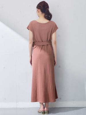 マタニティ ワンピース|ワッフル前後 2WAY ワンピース　マタニティ・授乳服【出産後も長く使える】