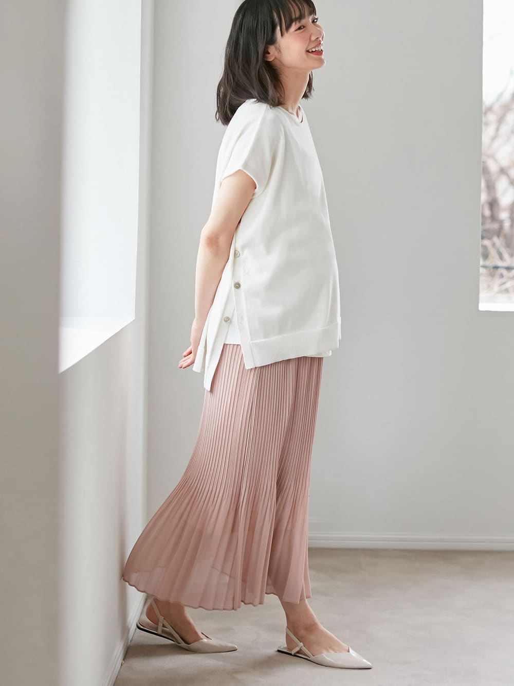 マタニティ スカート | 【マタニティ~産後対応】プリーツロングスカート |マタニティウェア・授乳服通販| エンジェリーベ 公式 マタニティ スカート | 【マタニティ~産後対応】プリーツロングスカート |マタニティウェア・授乳服通販| エンジェリーベ 公式