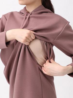マタニティ ワンピース|【抗菌防臭】ダンボールパーカーフーディー ワンピース マタニティ・授乳服【出産後も長く使える】