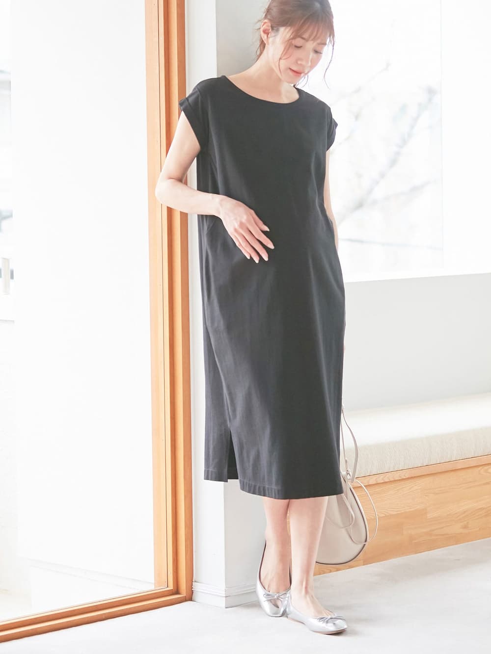 マタニティ ワンピース コットン100 マタニティ 授乳服 長さが選べるノースリーブワンピース マタニティウェア 授乳服通販 エンジェリーベ 公式