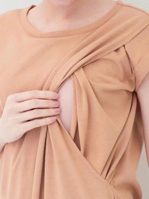 マタニティ ワンピース|コットン100%長さが選べるノースリーブワンピース マタニティ・授乳服【出産後も長く使える】