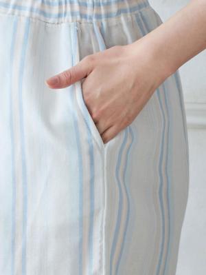 マタニティ パジャマ・ルームウェア|【マタニティ・授乳パジャマ】Wガーゼマルチストライプ半袖パジャマ＆産後も使えるショートパンツセット