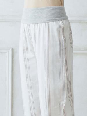 マタニティ パジャマ・ルームウェア|【マタニティ・授乳パジャマ】Wガーゼマルチストライプパイピング長袖シャツパジャマ＆産後も使えるパンツセット