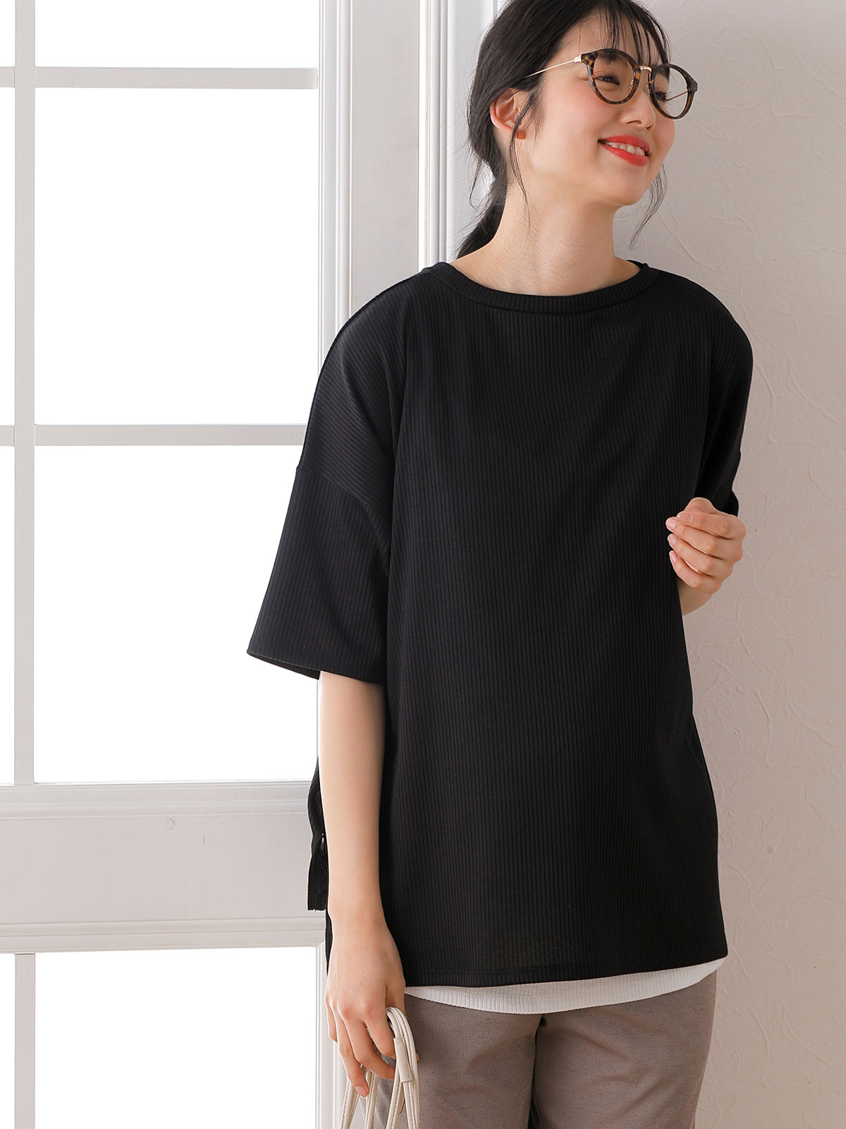 マタニティ トップス|リブワイドシルエットトップス　マタニティ・授乳服【出産後も長く使える】