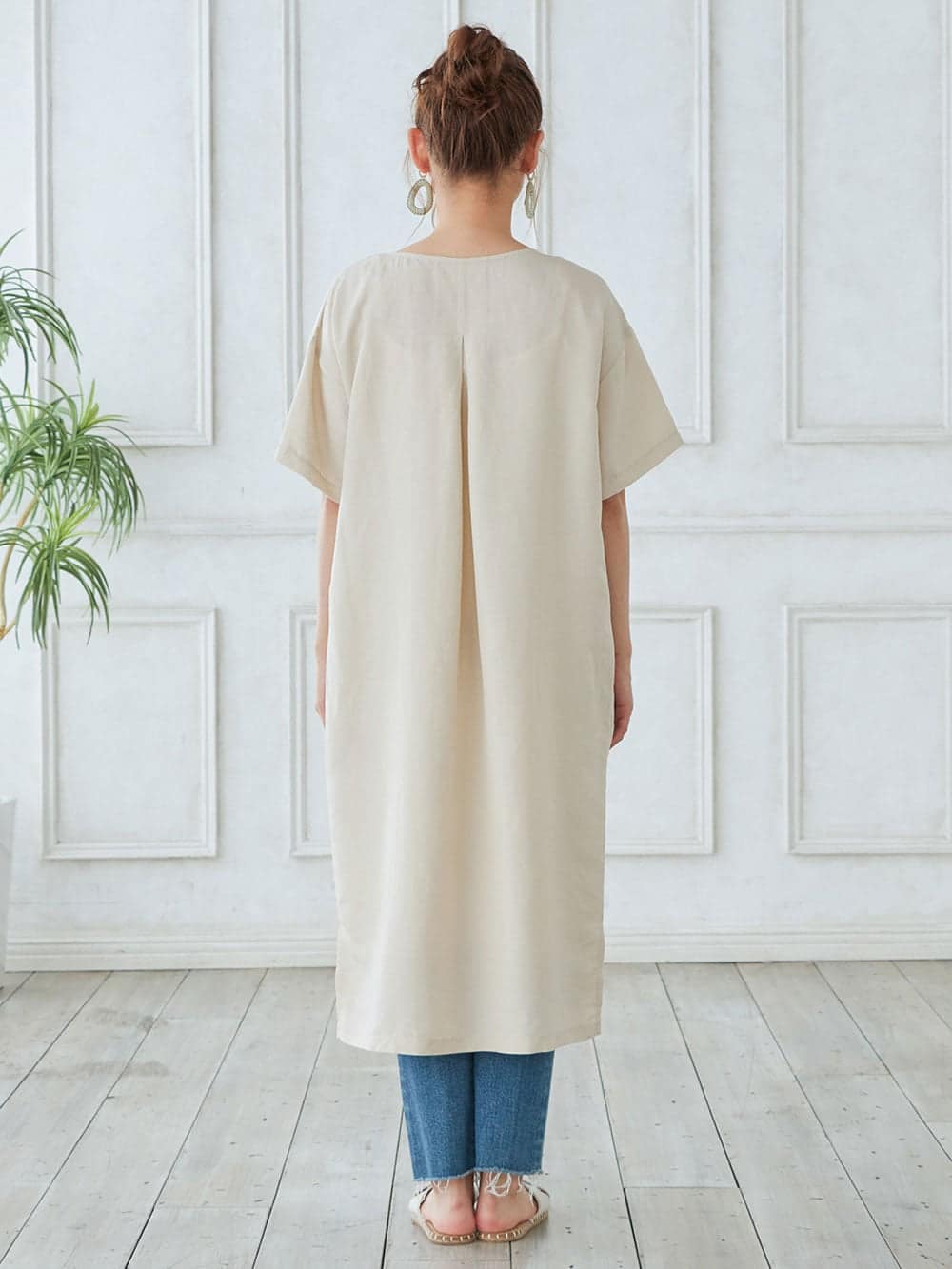 マタニティ ワンピース|テンセル麻ワイドシルエットワンピース　マタニティ・授乳服【出産後も長く使える】