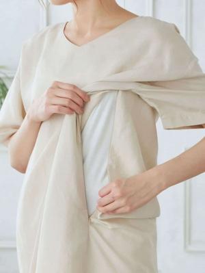 マタニティ ワンピース|テンセル麻ワイドシルエットワンピース　マタニティ・授乳服【出産後も長く使える】
