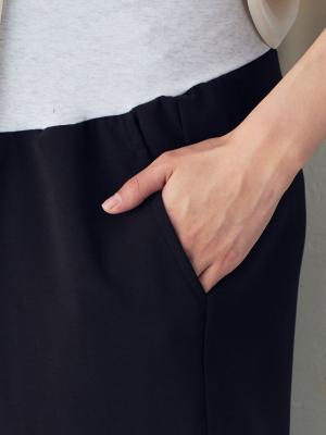 マタニティ ワンピース|【セットアップ】ストレッチジョーゼットフレンチスリーブトップス&ワイドパンツ　マタニティ・授乳服【出産後も長く使える】